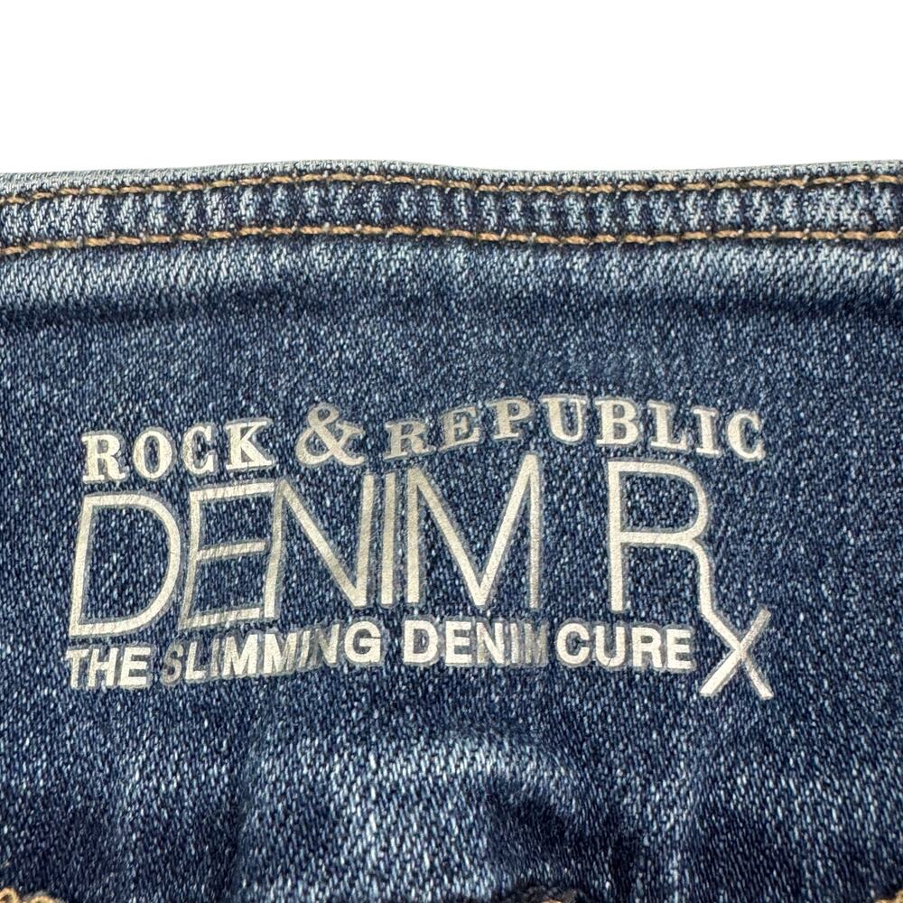 Rock & Republic The Slimming Distressed Stretch Cropped Jeans Women's Size 8 - Picture 4 of 7